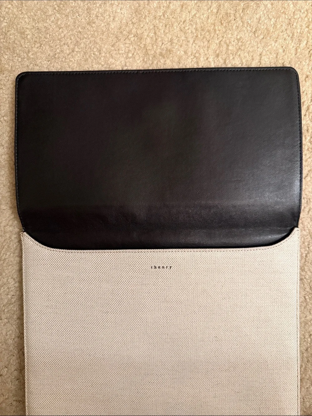 Theory Canvas Stripe Detail Portfolio Clutch - Cream
